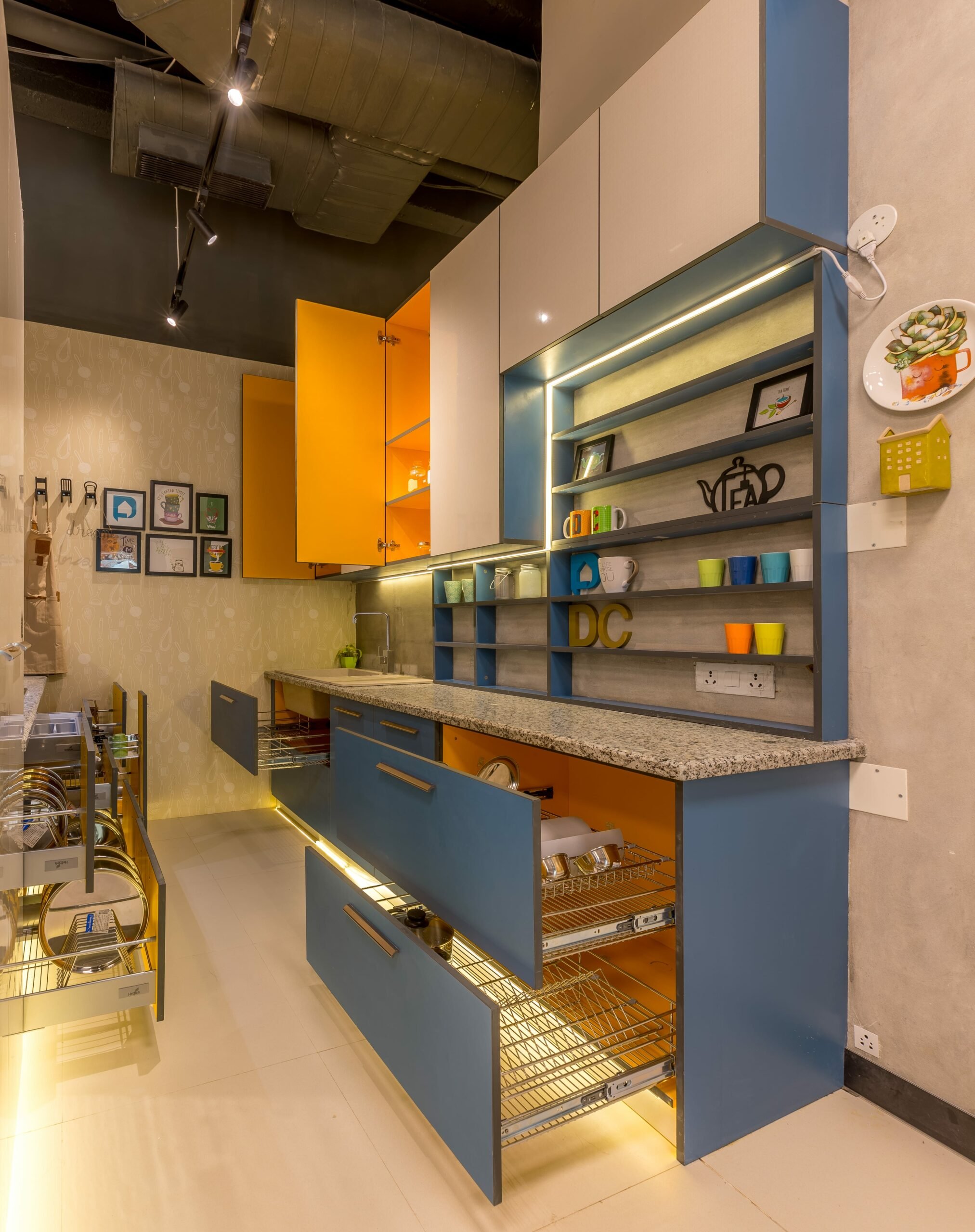 Wall Shelves for Kitchen Storage Maximisation and Space Saving in modular kitchen for small space