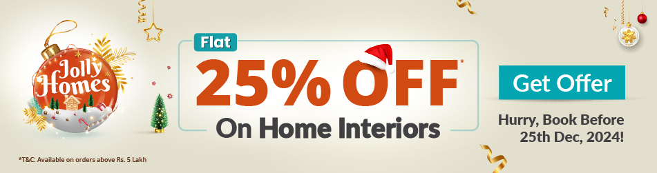 DesignCafe Christmas Special Offer: 25% OFF on Home Interiors.