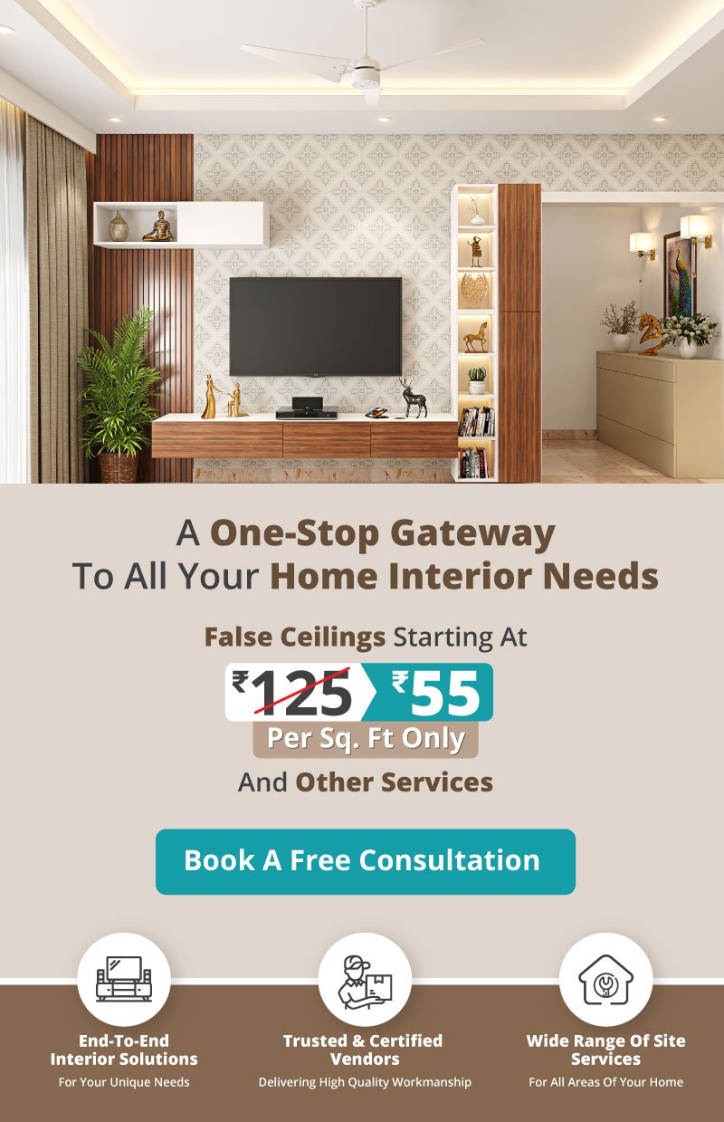 DesignCafe provides home services: false ceiling, home painting, electrical, civil works and shower partition