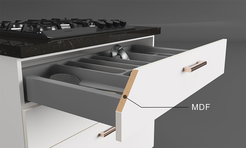 MDF engineered wood for a modular kitchen which offers an excellent finish