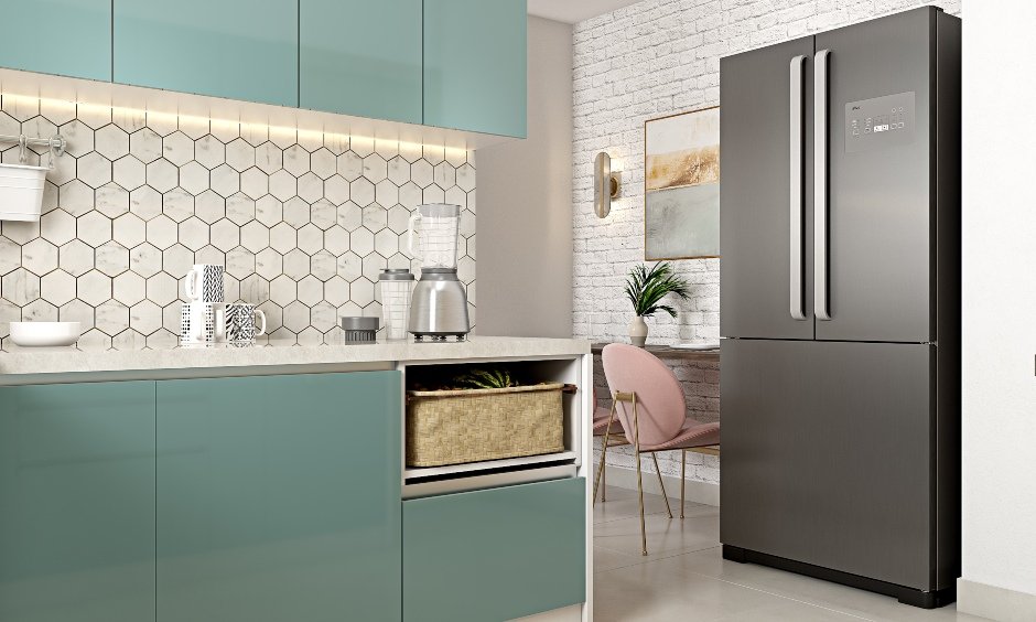 L shaped modular kitchen designed by 1bhk home interior designers