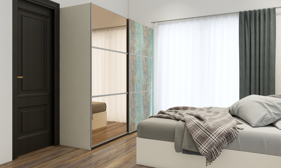 Textured modular wardrobes enhance bedroom aesthetics, reflecting Mumbai's latest interior design trends 2025. 