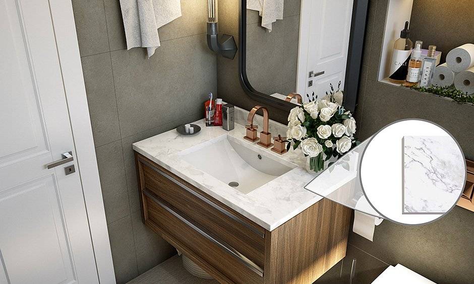 Marble bathroom countertops are a great choice & manage to add much-needed drama to the vanity area.