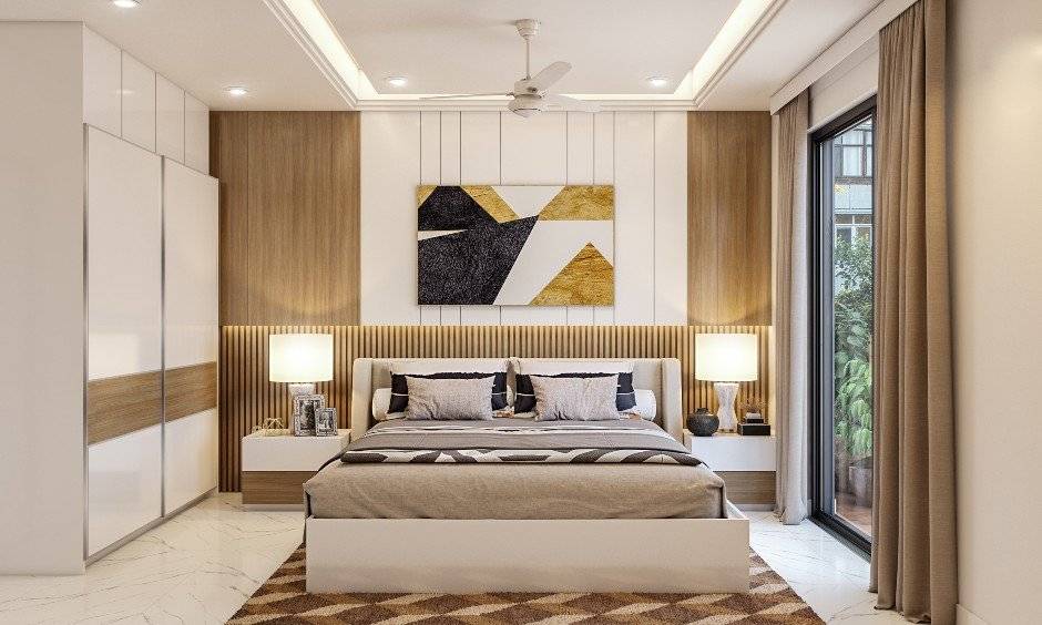 2 bhk apartment interior design for bedroom with luxury furniture's