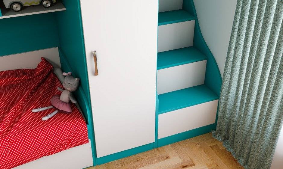 Kids room design in modern eclectic style images with staircase design