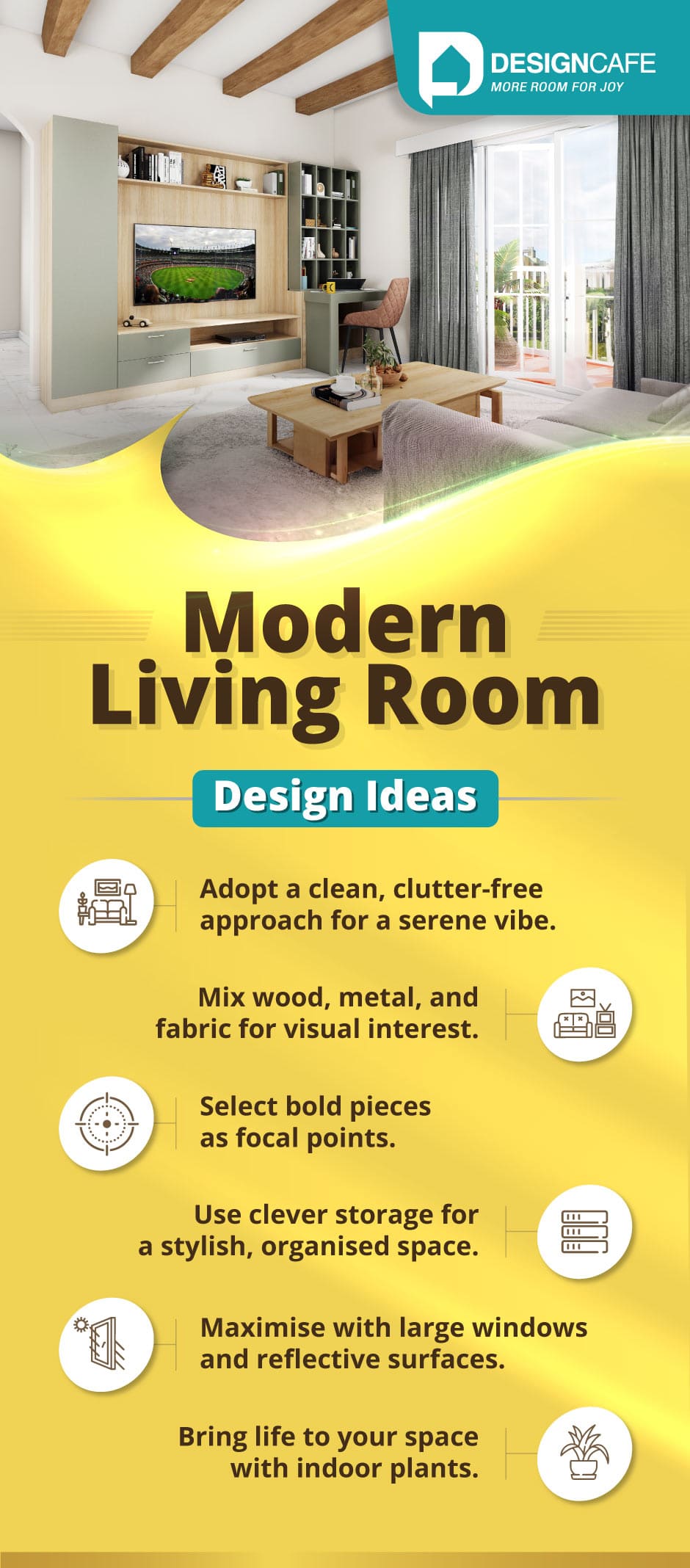 Infographic breaks down the modern living room design ideas