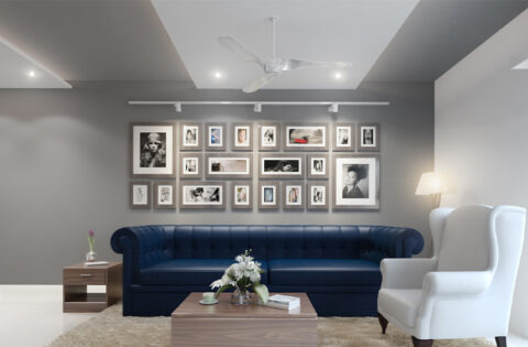 Modern rectangular false ceiling design adds elegance and sophistication to the space.