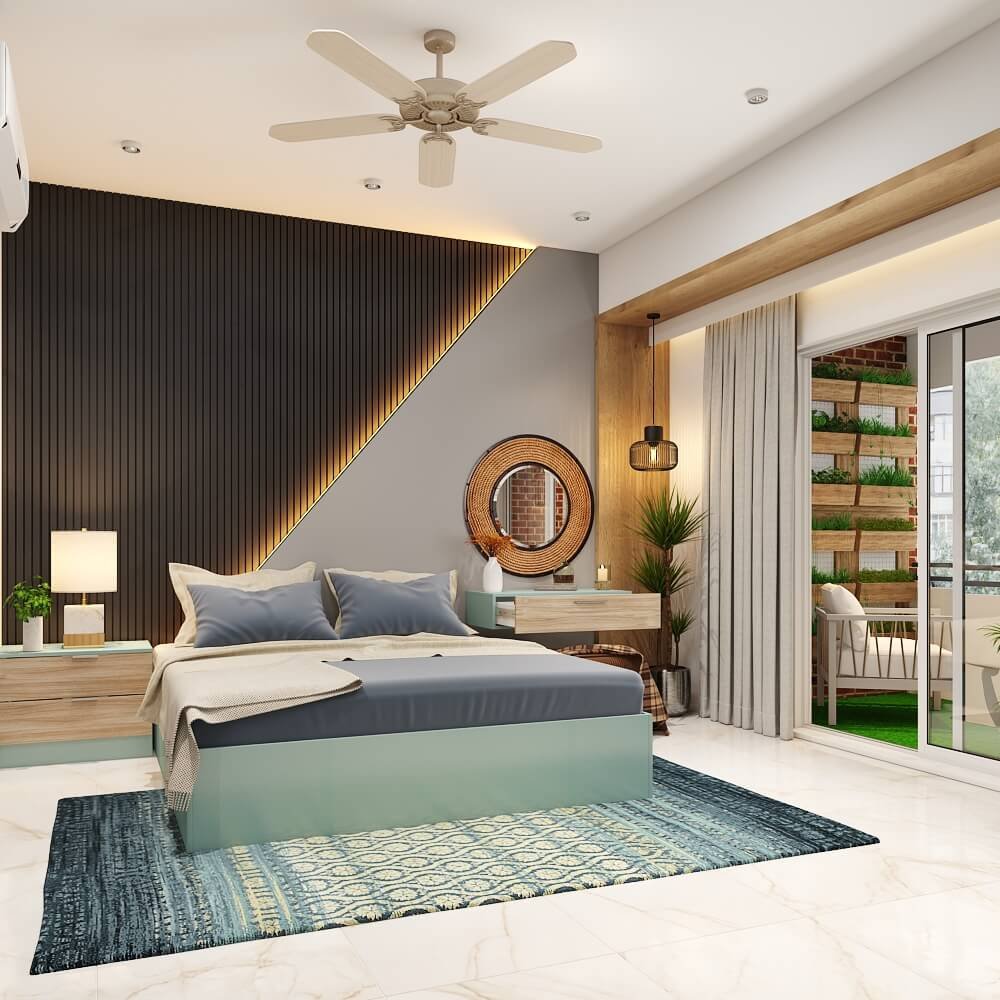 Top interior designers in Pune designed a bedroom with floating vanity