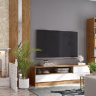 Tv unit with mandir designs