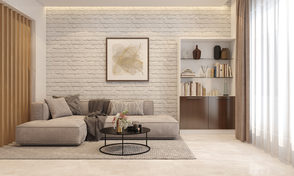 Wall texture design for the hall adds depth and visual interest