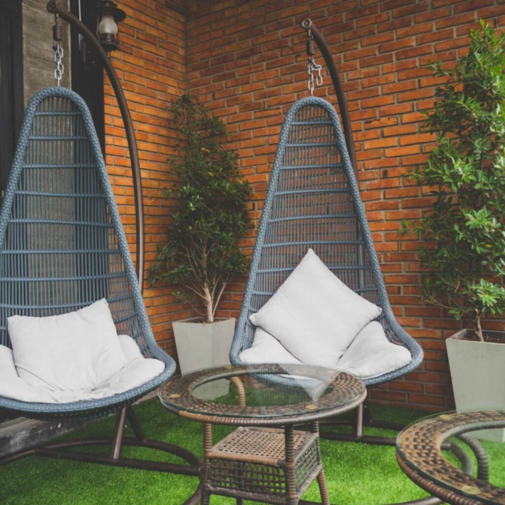 Lovely to have a complete balcony in a wicker-themed design for indian balcony design